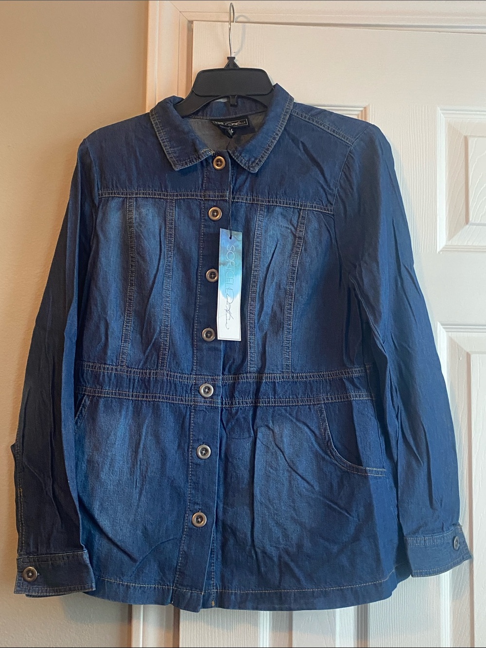 DG2 by Diane Gilman Indigo Blue Denim Button-Front Jacket